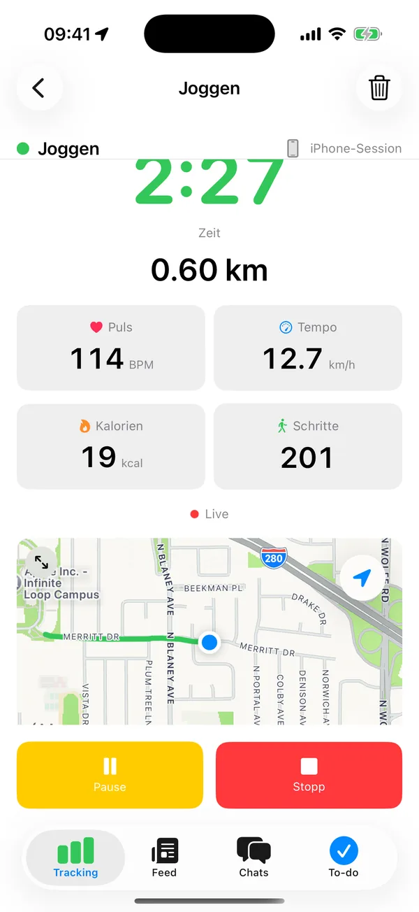 trackit! – laufende Session